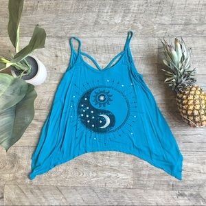 Rue21 Blue Yin Yang Tank Top
